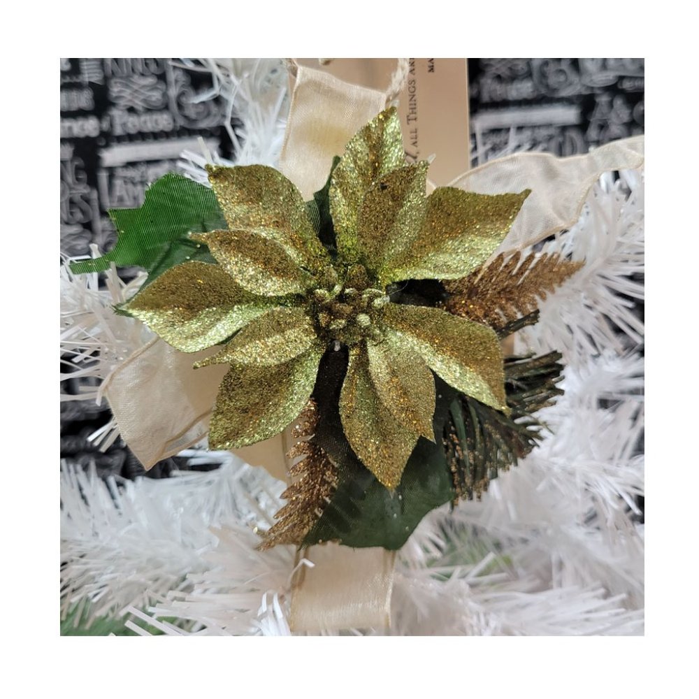 Silver Dollar Seashell Pointsettia Christmas Ornament NWT